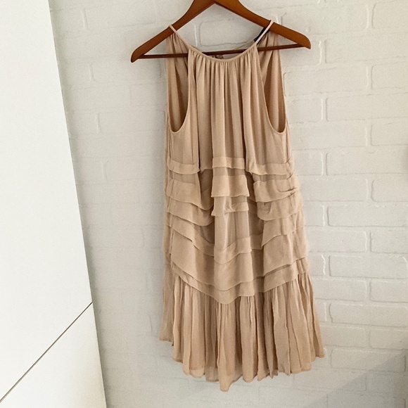 Twin-Set Simona Barbieri Mini dress Bow Ruffled Ivory Cream lined Flowy Sz S - Picture 2 of 16